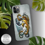 Mythical Celtic Dragons Fantasy Tattoo Art iPhone 11Pro Max Case<br><div class="desc">Contemporary old-school tattoo design of silver blue and gold yellow coloured dragons holding their egg. Beautiful, modern, and cool cover for the trend-savvy and art-loving hip trendsetter, artsy motif lover who wants to protect their phone from dust and dirt, wear and tear. This design is available in Apple iPhone 6,...</div>
