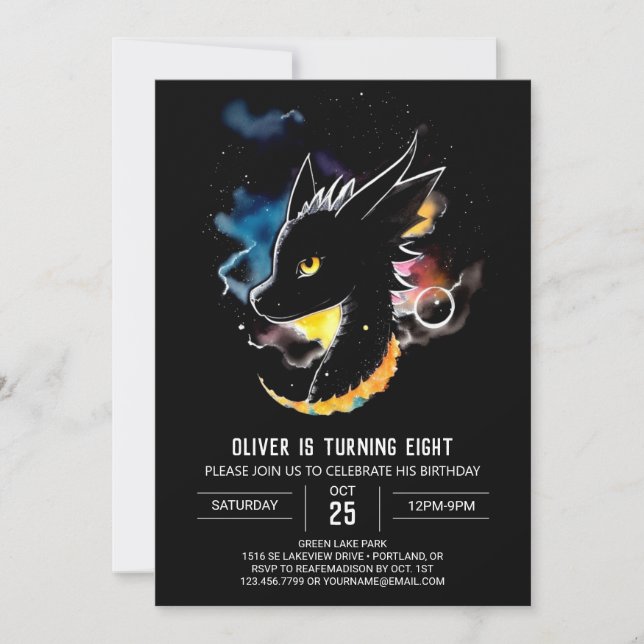 Mythical Creature Dragon Birthday Invitation (Front)