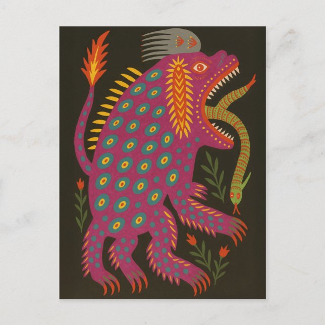 Mythical Creature Folk Art Print Postcard (Front)