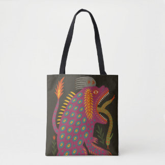 Mythical Creature Folk Art Print Tote Bag
