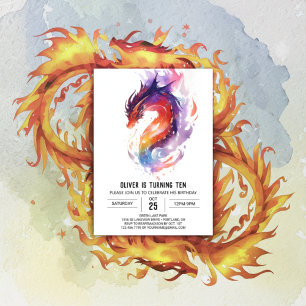 Mythical Custom Kids Dragon Birthday Invitation