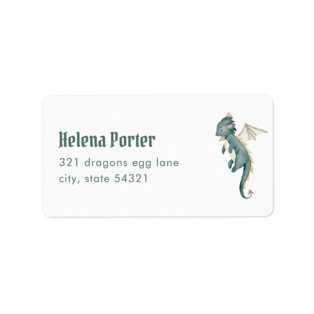Mythical Dragon Baby Shower Address Labels (Front)