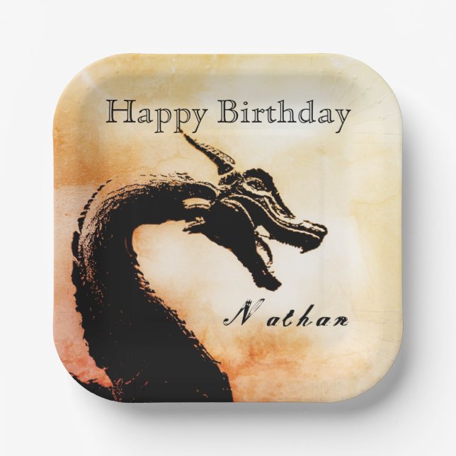 Mythical Dragon Birthday Paper Plate (Front)