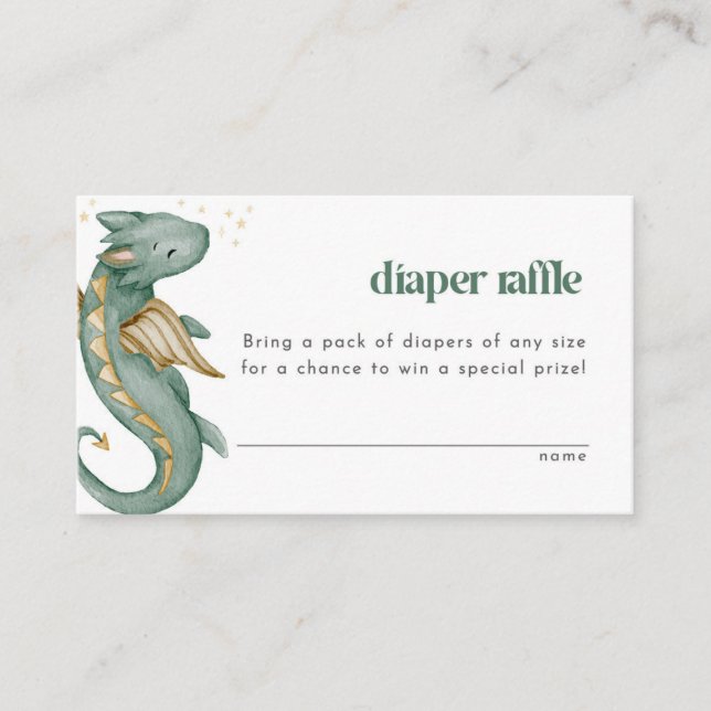 Mythical Dragon Diaper Raffle Card for Baby Shower (Front)