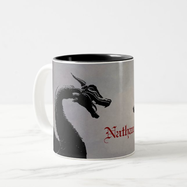 Mythical Dragon Personalised  Two-Tone Coffee Mug (Front Left)