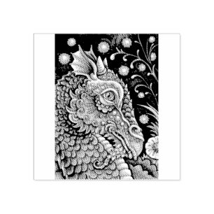 MYTHICAL DRAGON PORTRAIT GOTHIC RUBBER STAMP