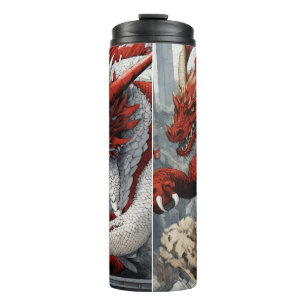 "Mythical Elegance: Dragon-Embossed Stainless Stee Thermal Tumbler