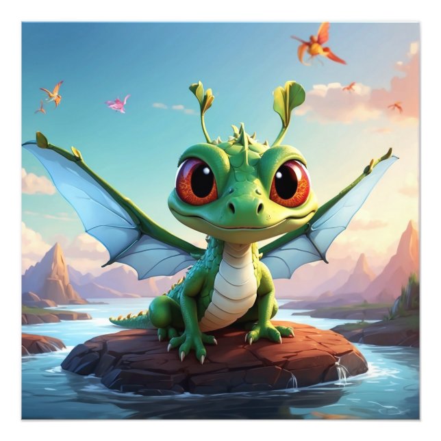 *~* Mythical Fantasy AP48 Kids Dragonfly Cartoon Photo Print (Front)