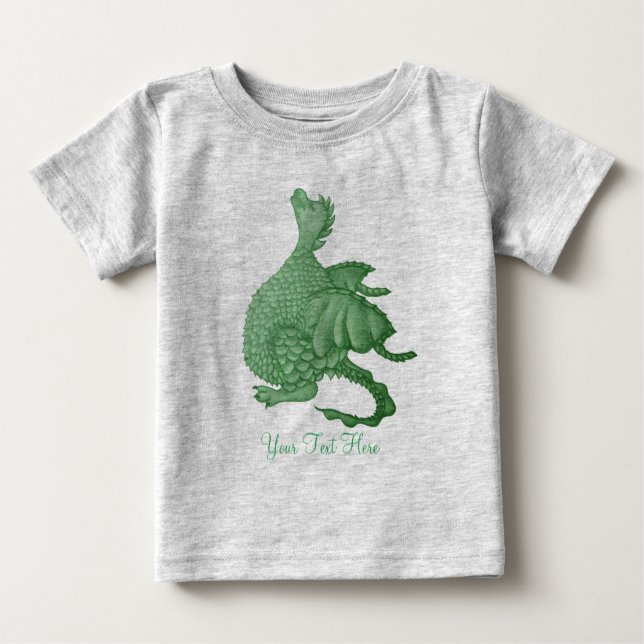 mythical fantasy creature cute green dragon baby T-Shirt (Front)