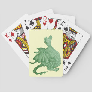 mythical fantasy creature cute green dragon bicycl playing cards