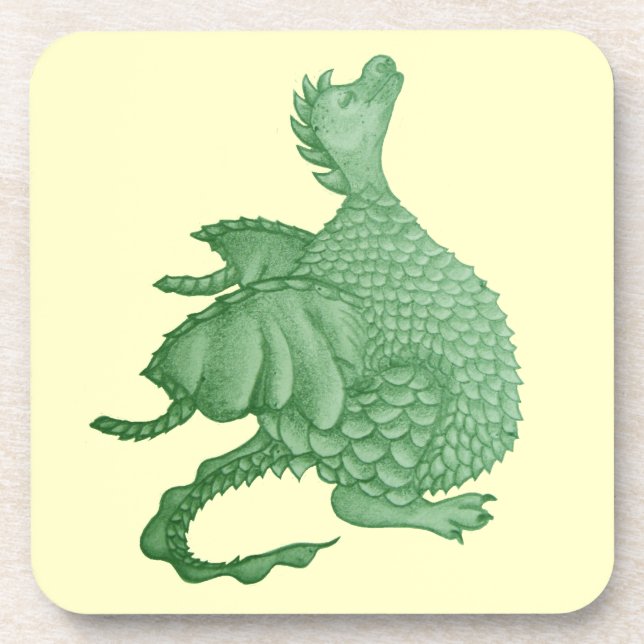 mythical fantasy creature cute green dragon coaster (Front)