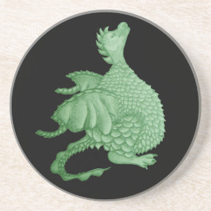 mythical fantasy creature cute green dragon drink coaster