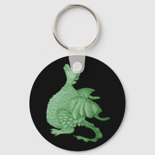 mythical fantasy creature cute green dragon key ring