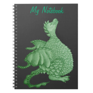 mythical fantasy creature cute green dragon notebook