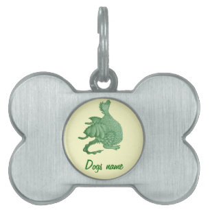 mythical fantasy creature cute green dragon pet tag