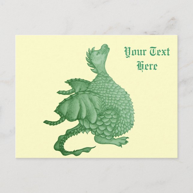 mythical fantasy creature cute green dragon postcard (Front)