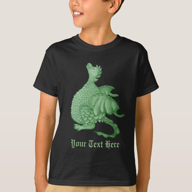 mythical fantasy creature cute green dragon T-Shirt (Front)