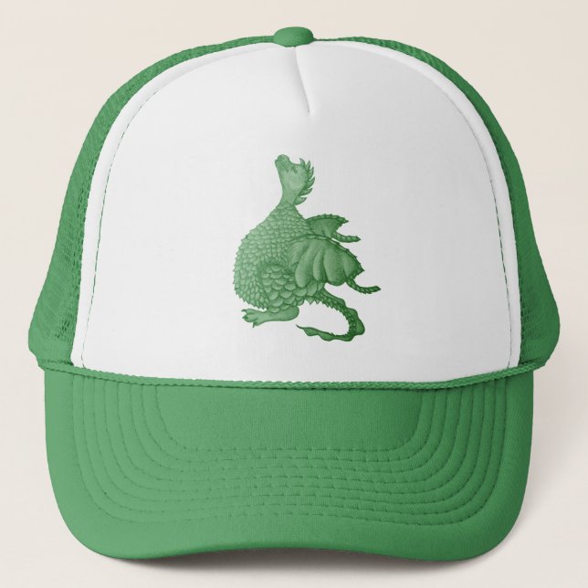 mythical fantasy creature cute green dragon trucker hat (Front)