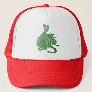 mythical fantasy creature cute green dragon trucker hat