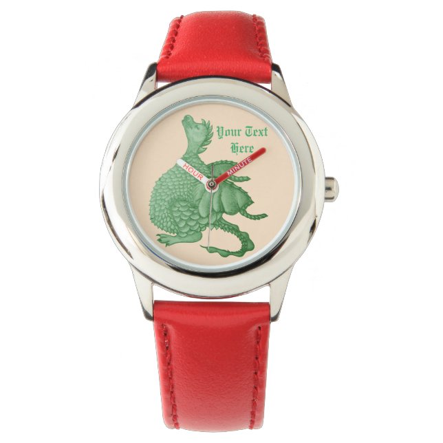mythical fantasy creature cute green dragon watch (Front)