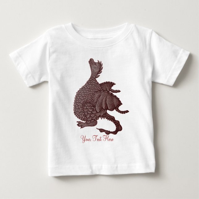 mythical fantasy creature cute red dragon baby T-Shirt (Front)