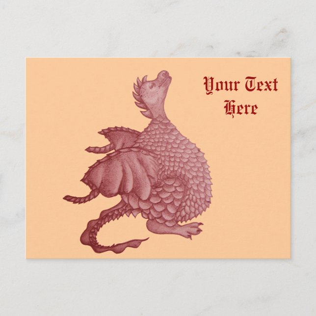 mythical fantasy creature cute red dragon postcard (Front)