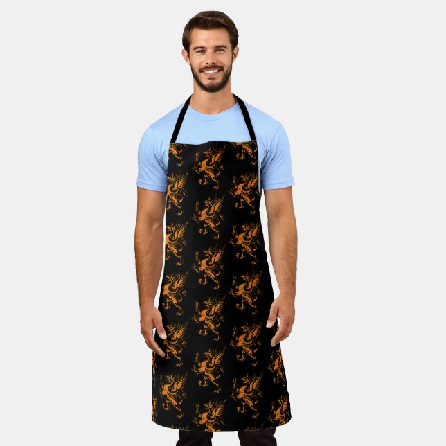 Mythical Fantasy Orange Griffin Apron (Worn)