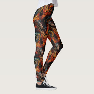 Mythical Fire Dragon Pattern Leggings