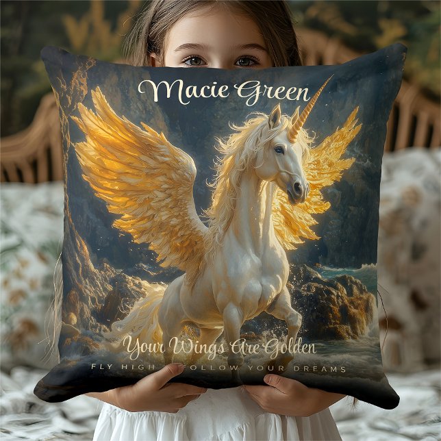 Mythical Golden Winged Pegasus Ocean Fantasy Horse Cushion (Creator Uploaded)