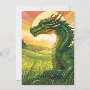MYTHICAL GREEN DRAGON HOLIDAY CARD