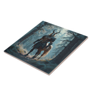Mythical Horse-Headed Centaur in the Woods Ceramic Tile