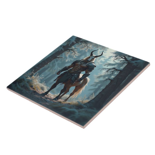 Mythical Horse-Headed Centaur in the Woods Ceramic Tile (Side)