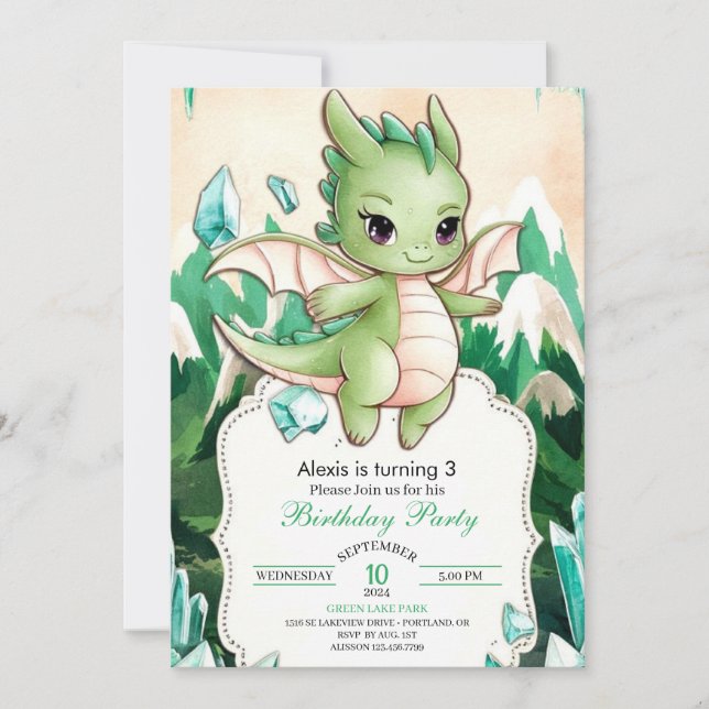 Mythical Kids Dragon Birthday Invitation (Front)