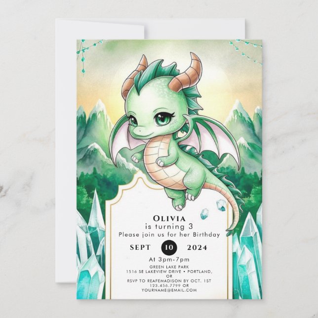 Mythical Kids Dragon Birthday Invitation (Front)