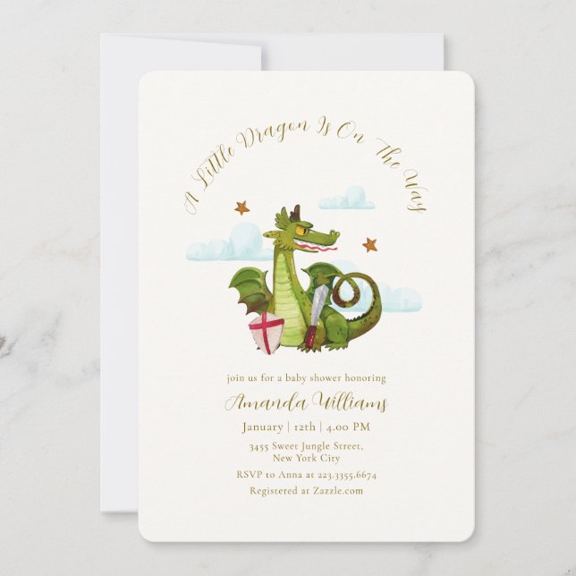 Mythical Little Dargon Cloud Star Baby Shower Invitation (Front)