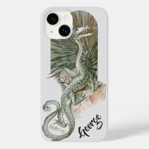 Mythical Lizard Dragon on Rocks, Vintage Mythology Case-Mate iPhone 14 Case