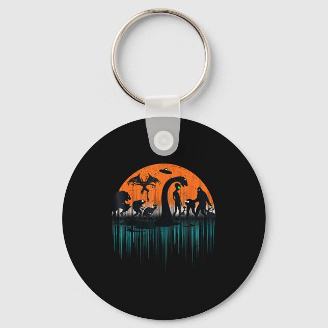 Mythical Loch Ness Bigfoot Mothman Aliens Funny Cr Key Ring (Front)