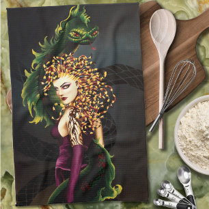 Mythical Medusa Greek Mythology Snake Gorgon Tea Towel