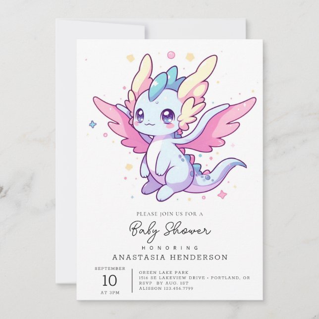 Mythical Modern Dragon Baby Shower Invitation (Front)