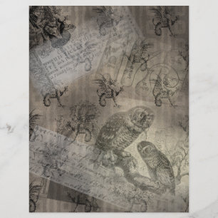Mythical Owl Halloween Ephemera Paper page No1