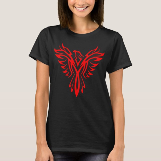 Mythical Phoenix Bird Rising Logo (Red) T-Shirt (Front)