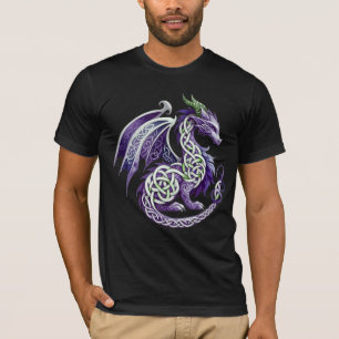 Mythical Purple Celtic Dragon Fantasy Art T-Shirt