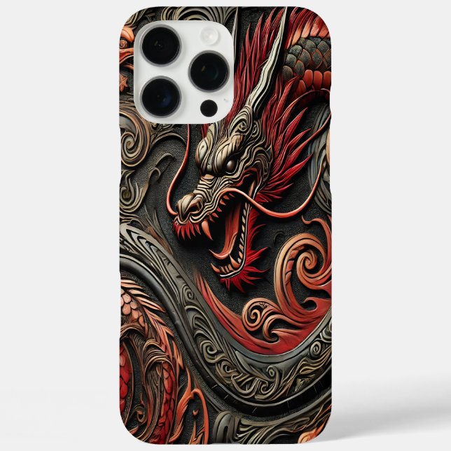 Mythical Red Dragon Relief Case-Mate iPhone Case (Back)