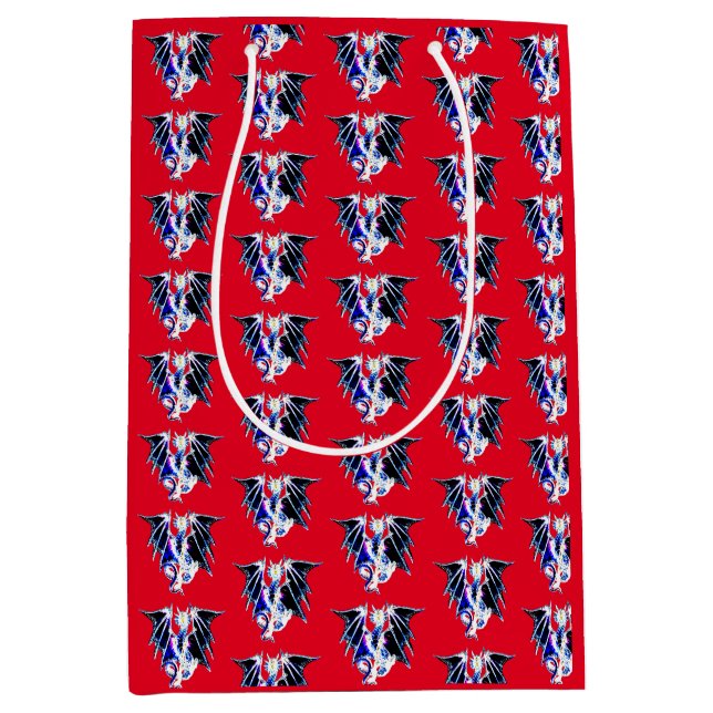 Mythical Sea Beast Dragon Crimson Illustration Art Medium Gift Bag (Front)
