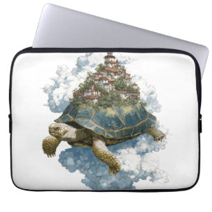 Mythical Sky Tortoise Carrying a Floating City Laptop Sleeve