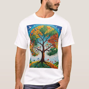 Mythical Tree of Seasons - Gond Art T-Shirt
