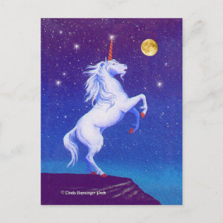 Mythical Unicorn Full Moon Postcard