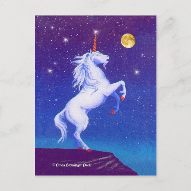 Mythical Unicorn Full Moon Postcard (Front)