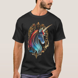 Mythical Unicorn Head Colourful Mandala Pattern U T-Shirt