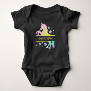 Mythical Unicorn Pastel Colours Personalise Gift Baby Bodysuit